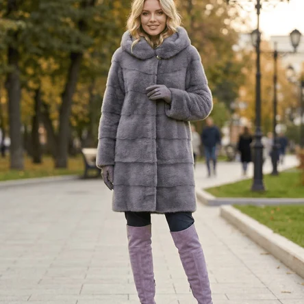 Норковая шуба модель поперечная трансформер